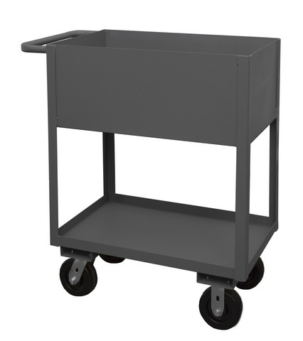 RSC12-1830-2-3.6K-95 14 Gauge Tubular Push Handled Rolling Service Cart with 2 Shelves & 12 in. Lips Up, Gray - 18 x 30 x 36.75 in.