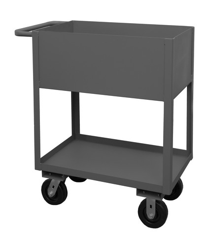 RSC12-1830-2-95 14 Gauge Tubular Push Handled Rolling Service Cart with 2 Shelves & 12 in. Lips Up, Gray - 18 x 30 x 37.63 in.