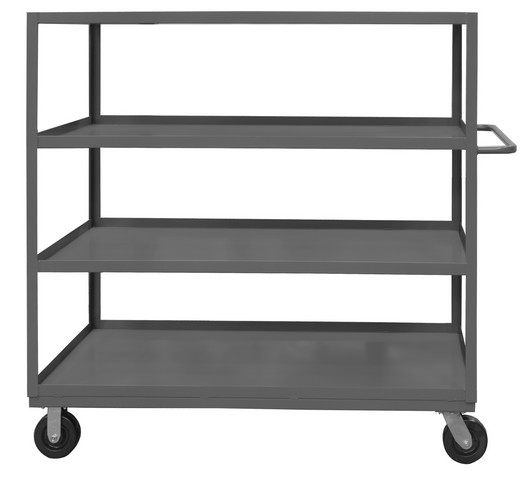 RSC-1830-4-95 14 Gauge Tubular Push Handled Rolling Service Cart with 4 Shelves & 1.63 in. Lips Up, Gray