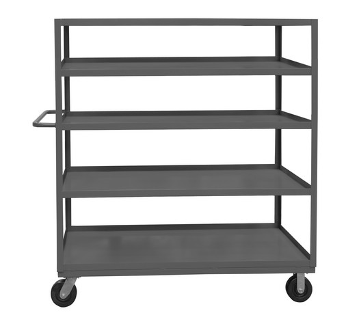 RSC-3060-5-3K-95 14 Gauge Tubular Push Handled Rolling Service Cart with 5 Shelves & 1.63 in. Lips Up, Gray - 60 x 30 x 56 in.