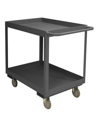 RSC3-1830-2-3.6K-95 14 Gauge Tubular Push Handled Rolling Service Cart with 2 Shelves & 3 in. Lips Up, Gray - 18 x 30 x 39.25 in.