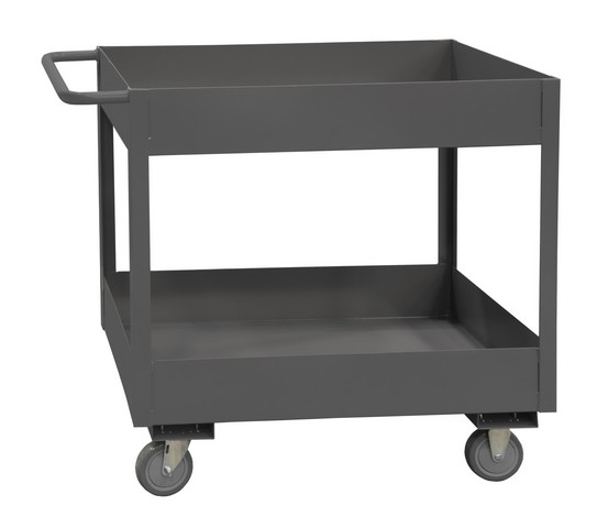 14 Gauge Rolling Stock Truck & 2 Shelves Tubular Push Handled with 6 Lips Up Phenolic Casters, Gray