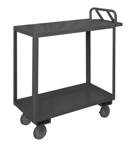 36 x 18 x 43.75 in. 2 Shelf Rolling Stock Cart with Ergonomic Handle & Top Lip Down - Gray