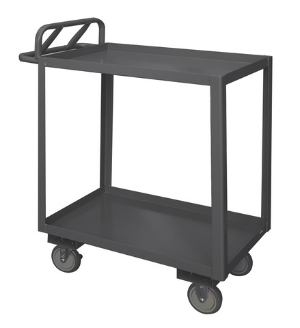 48 x 30 x 43.75 in. 2 Shelf Rolling Stock Cart with Ergonomic Handle & All Lips Up, Gray