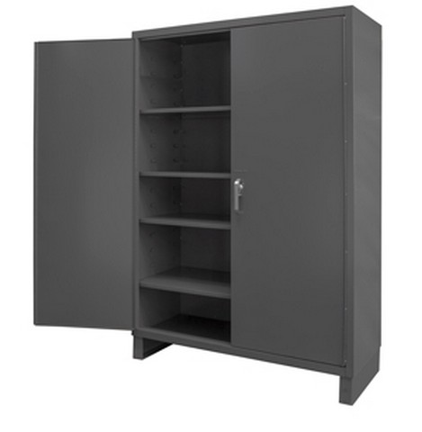 14 Gauge Flush Style Lockable Double Door Storage Cabinet with 4 Adjustable Shelves - Gray - 60 in.