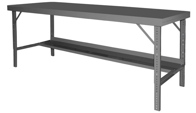 72 x 36 in. 14 Gauge Steel Ergonomic Folding Leg Style Work Bench with Steel Top