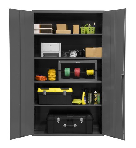 Picture of Durham 2502-4S-95 48 in. 16 Gauge Flush Door Style Lockable Storage Cabinet with 4 Adjustable Shelves, Gray