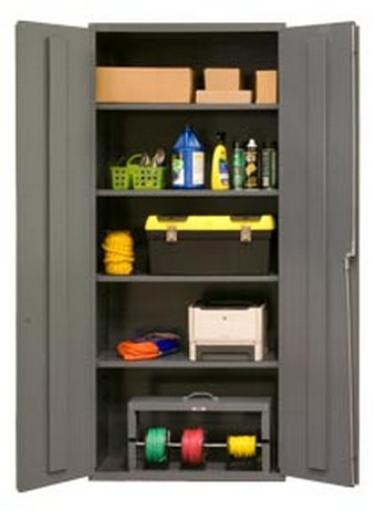 Picture of Durham 2603-4S-95 36 in. 16 Gauge Flush Door Style Lockable Storage Cabinet with 14 Adjustable Shelves, Gray