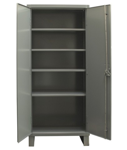 Picture of Durham 2702-4S-95 14 Gauge Flush Door Style Lockable Storage Cabinet with 4 Shelves, Gray - 36 in.
