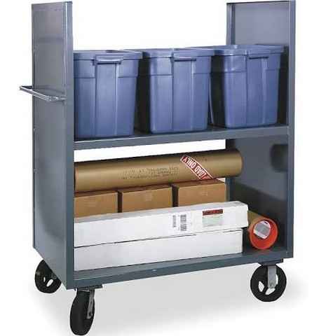 14 Gauge 2 Sided Package Truck with 1 Shelf, Gray - 60 in.