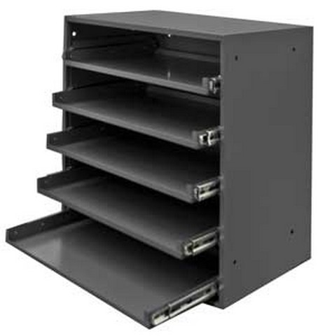 Picture of Durham 305B-95 Heavy Duty Triple Track Bearing Rack Holds 5 Compartment Boxes, Gray - 20.5 x 12.5 x 21 in.
