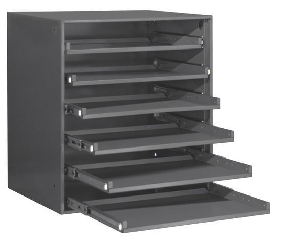 Picture of Durham 321B-95 Heavy Duty Bearing Slides Rack - Holds 6 Large Compartment Boxes&#44; Gray
