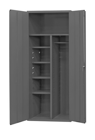 Picture of Durham 3500-HDL-95 14 Gauge Recessed Door Style Lockable Cabinet with 1 Fixed Shelf & 4 Adjustable Shelves, Gray - 36 in.