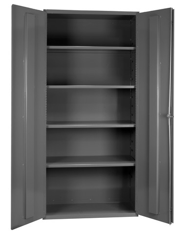 Picture of Durham 3501-4S-95 14 Gauge Fold Door Style Lockable Shelf Cabinet with 4 Adjustable Shelves, Gray - 36 in.