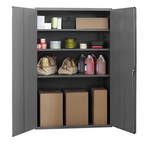 Picture of Durham 3502-95 14 Gauge Flush Door Style Lockable Shelf Cabinet with 3 Adjustable Shelves, Gray - 48 in.