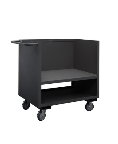 14 Gauge 3 Sided Low Deck Stock Truck with Tubular Push Handle - Gray - 36 x 24 x 40 in.