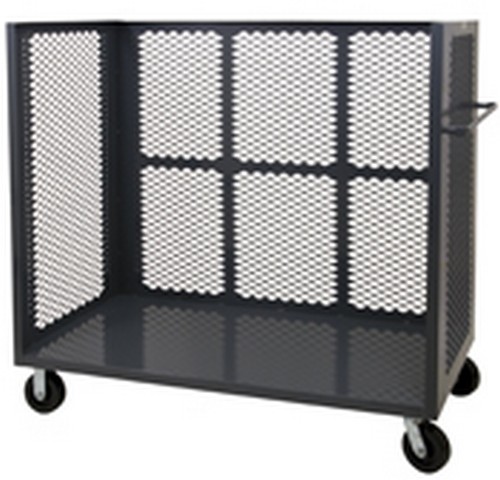 14 Gauge 3 Sided Mesh Truck with Tubular Push Handle - Gray - 48 x 24 x 57 in.