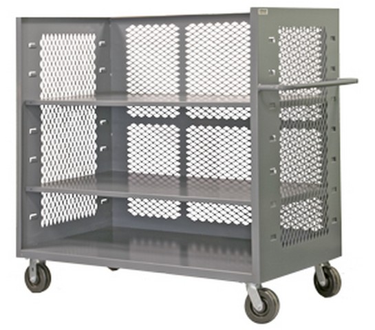 Picture of Durham 3ST-EX3660-2AS-95 3 Sided Mesh Stock Truck with 2 Shelves - 60 x 36 x 57 in.