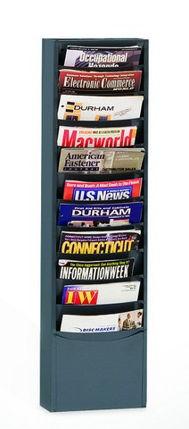 Steel 11 Contour Pocket Vertical Literature Rack, Gray