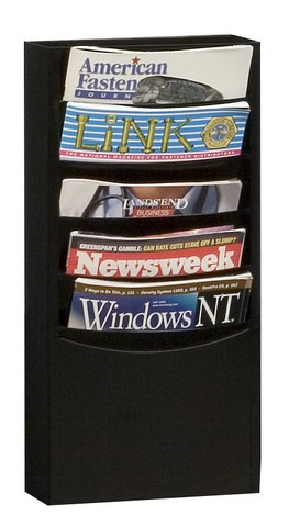 Steel 5 Contour Pocket Vertical Literature Rack, Black