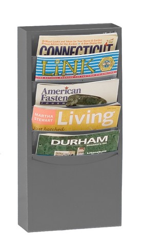 Steel 5 Contour Pocket Vertical Literature Rack, Gray