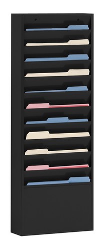 Steel 11 Contour Large Pocket Vertical Literature Rack, Black