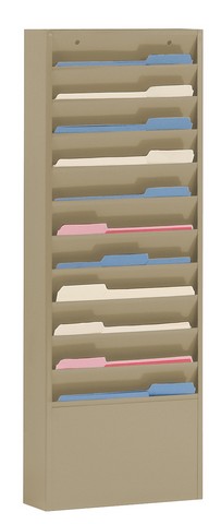 Steel 11 Contour Large Pocket Vertical Literature Rack, Tan