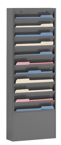Steel 11 Contour Large Pocket Vertical Literature Rack, Gray