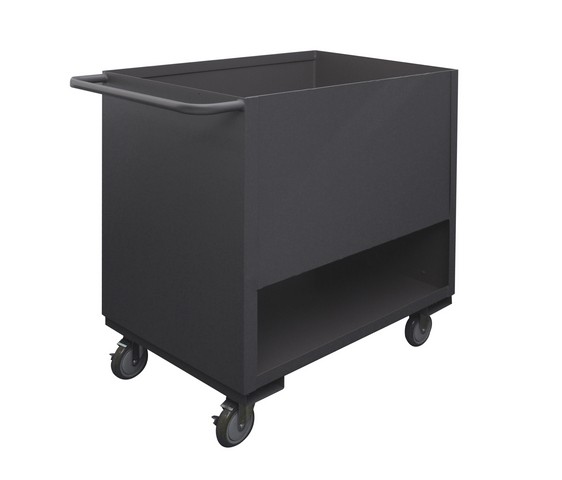 14 Gauge 4 Sided Low Deck Stock Truck with Tubular Push Handle - Gray - 36 x 18 x 41.25 in.