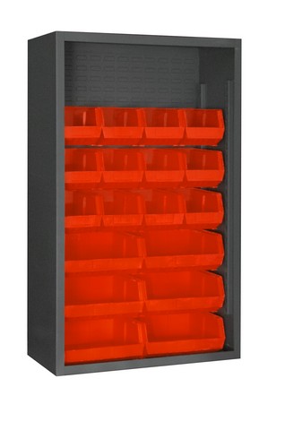 Picture of Durham 5002-18-1795 36 in. 12 Guage Enclosed Shelving with 18 Red Hook on Bins, Gray