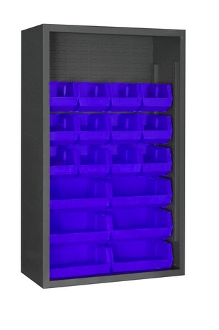 Picture of Durham 5002-18-5295 36 in. 12 Guage Enclosed Shelving with 18 Blue Hook on Bins, Gray