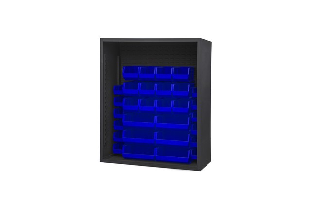 Picture of Durham 5014-30-5295 48 in. 12 Guage Enclosed Shelving with 30 Blue Hook on Bins, Gray