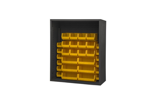 Picture of Durham 5014-30-95 48 in. 12 Guage Enclosed Shelving with 30 Yellow Hook on Bins, Gray