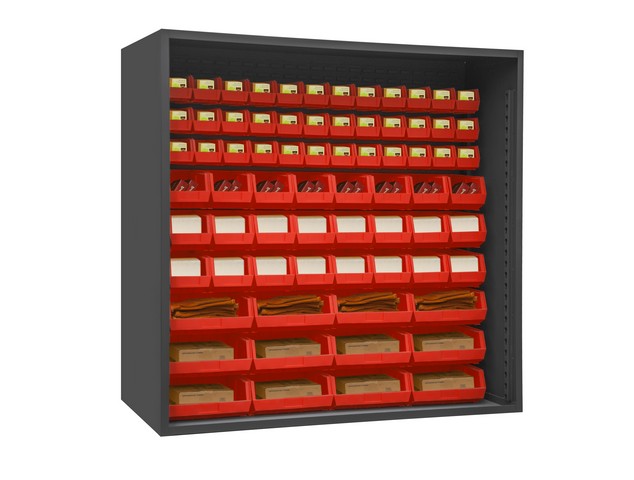 Picture of Durham 5023-72-1795 72 in. 12 Guage Enclosed Shelving with 72 Red Hook on Bins, Gray