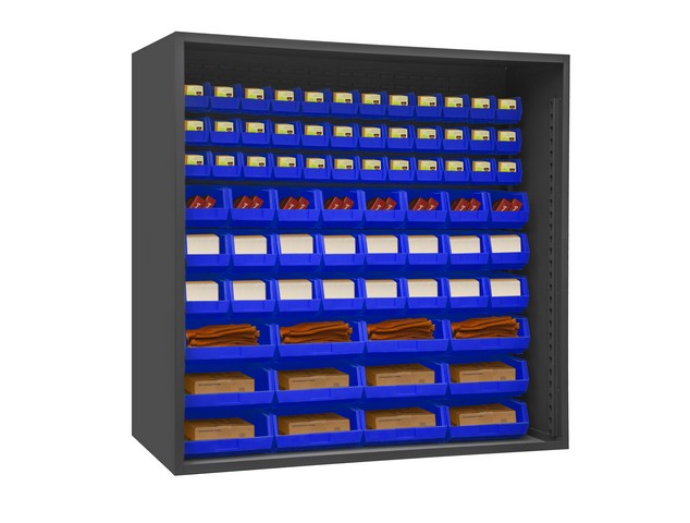 Picture of Durham 5023-72-5295 72 in. 12 Guage Enclosed Shelving with 72 Blue Hook on Bins, Gray