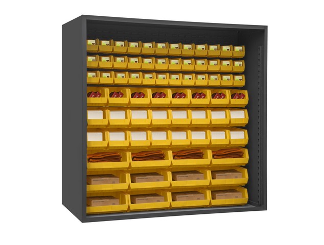 Picture of Durham 5023-72-95 72 in. 12 Guage Enclosed Shelving with 72 Yellow Hook on Bins, Gray