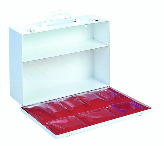533-43 Metal Empty First Aid Kit with Swing Welded Door & 2 Fixed Shelves, White - 15 x 4.5 x 10.25 in.