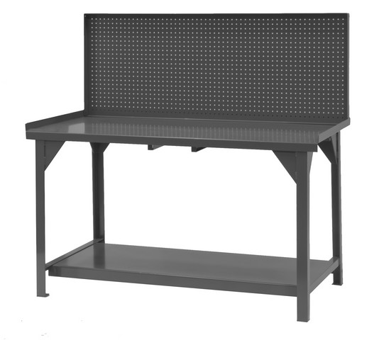 DWB-3060-BE-PB-95 Heavy Duty Steel & Iron Pegboard Workbench with Back & End Stops - 60 x 30 x 34 in.