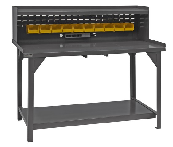 DWB-3060-BE-RSR-95 Heavy Duty Steel & Iron Riser Workbench with Back & End Stops - 60 x 30 x 34 in.