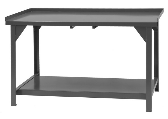 Heavy Duty Steel & Iron Workbench with Back & End Stops - 72 x 30 x 34 in.