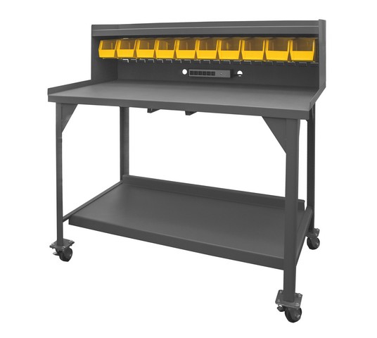 61 x 31 x 48 in. Mobile Workbench with 10 Bins