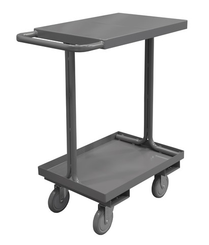 14 Gauge Open Access Cart with 2 Shelves & Tubular Push Handled, Gray - 24 x 41.75 x 36 in.
