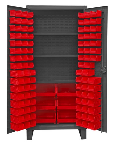 Picture of Durham HDC36-102-3S1795 72 in. 12 Gauge 4 Adjustable Shelves & Recessed Door Style Lockable Cabinet, Gray