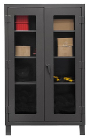 12 Gauge Recessed Door Style Lockable Clearview Cabinet with 3 Adjustable Shelves - Gray - 48 in.