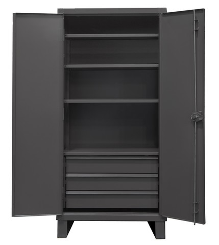 Picture of Durham HDCD243678-3B95 12 Gauge Recessed Door Style Lockable Cabinet with 1 Fixed Shelf & 3 Adjustable Shelves, Gray - 36 in.