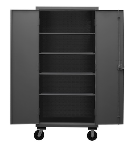 Picture of Durham HDCM36-4S-95 12 Gauge Recessed Door Style Lockable Mobile Cabinet with 4 Adjustable Shelves, Gray - 36 in.