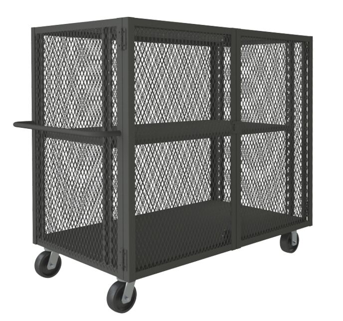 HTL-3048-DD-95 14 Gauge Lockable Meshed Heavy Truck with Double Door, Gray - 48 x 30 x 57 in.