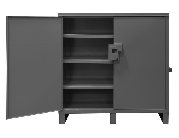 Picture of Durham JSC-602460-95 14 Gauge Lockable Job Site & Table High Cabinet with 3 Fixed Shelves, gray - 60 in.