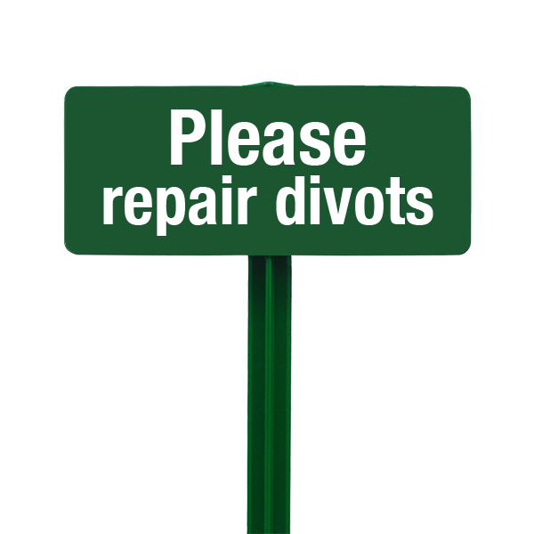 Please Repair Divots Sign with Hunter Green Stake Kit