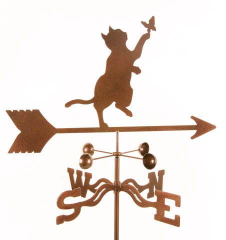 Cat & Butterfly Weathervane with Post Mount